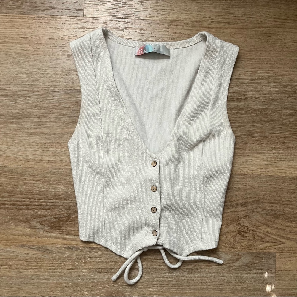 Free People Ribbed Ivory Corset Vest XS